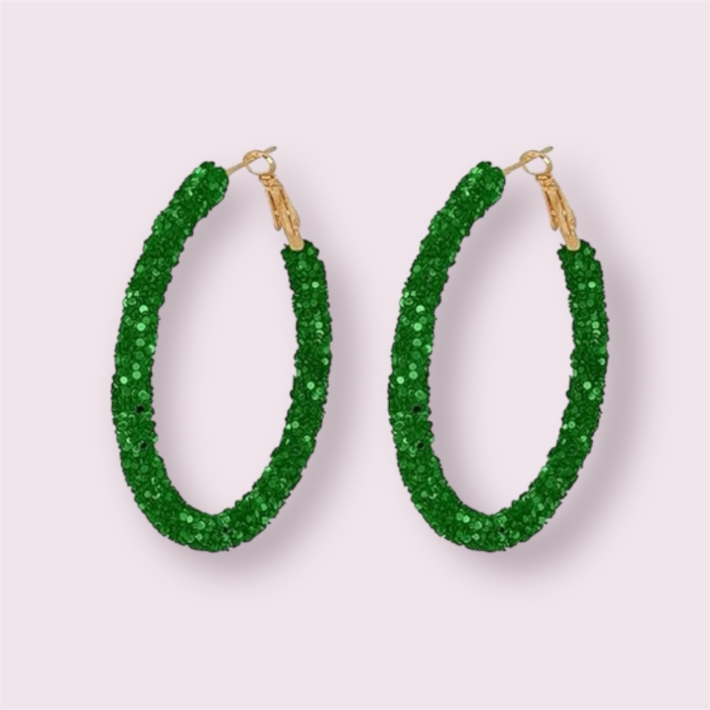 Elegant Green Hoop Earrings